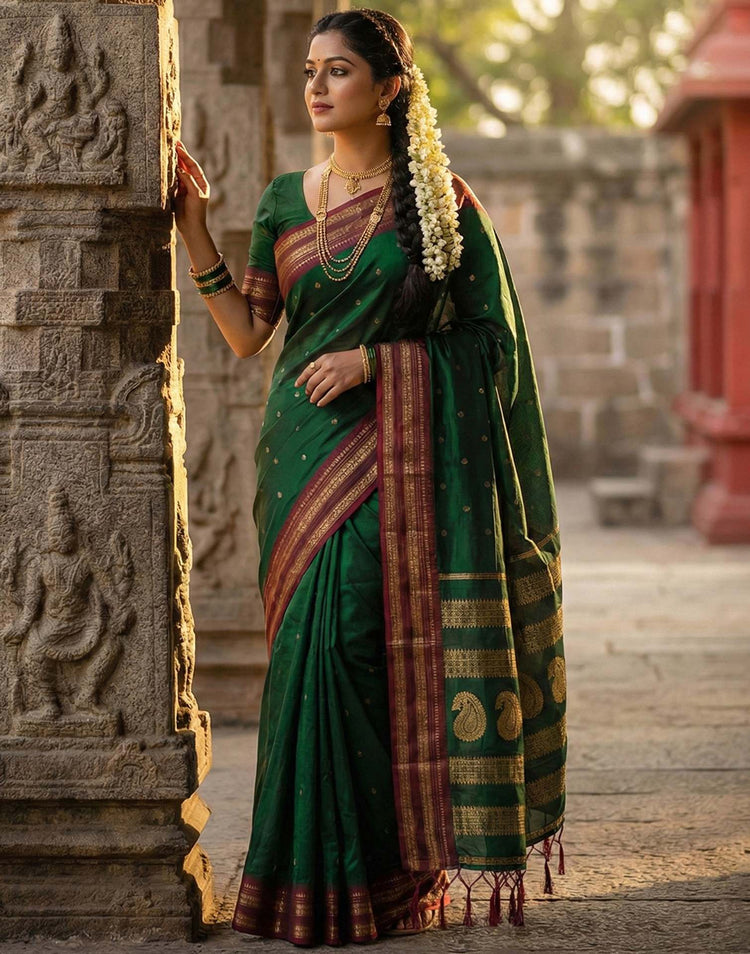 Green Silk Woven Kanjivaram Saree