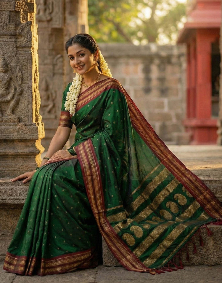 Green Silk Woven Kanjivaram Saree