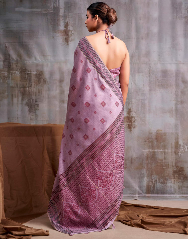 Mauve Cotton Woven Saree