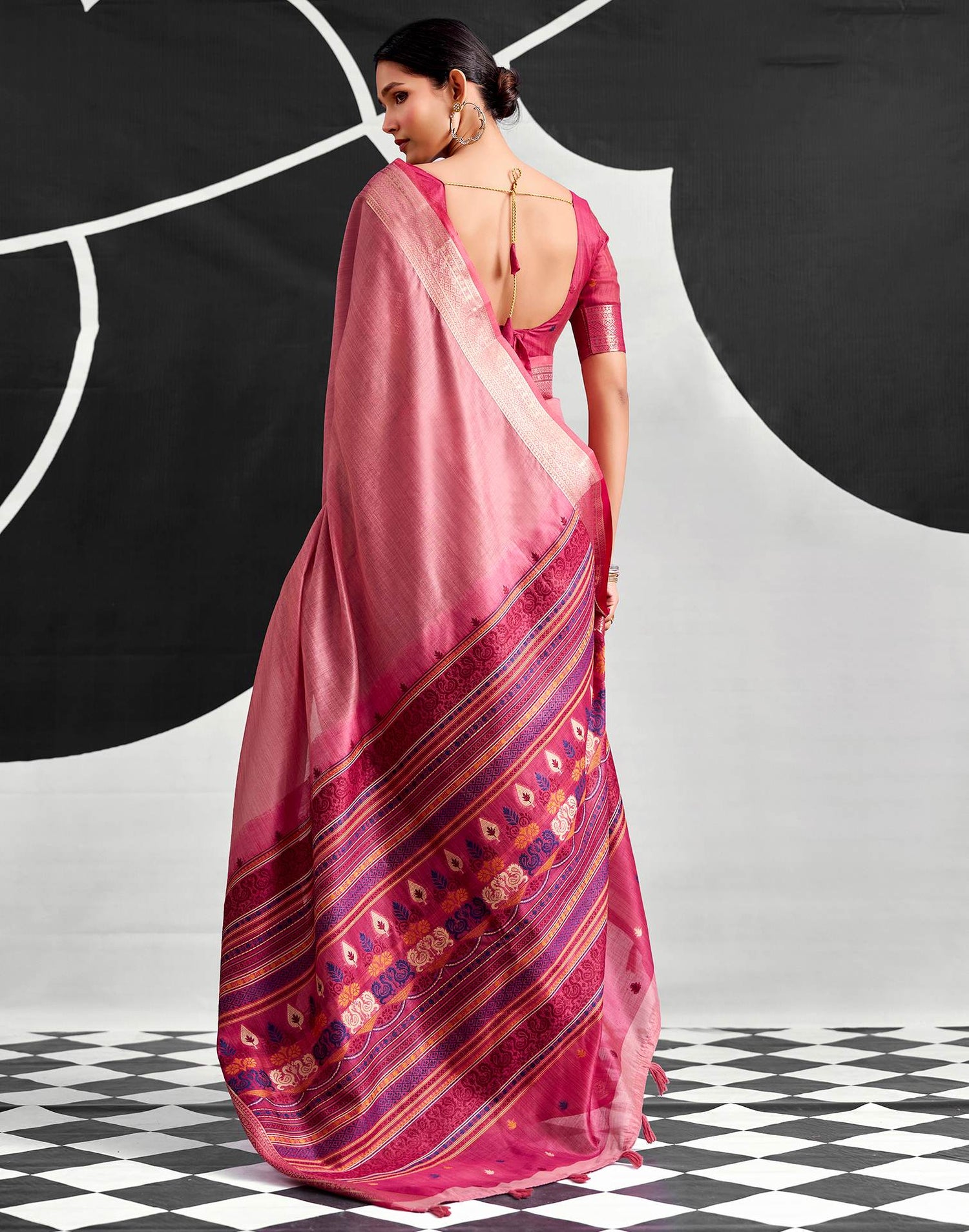 Light Pink Cotton Silk Woven Saree