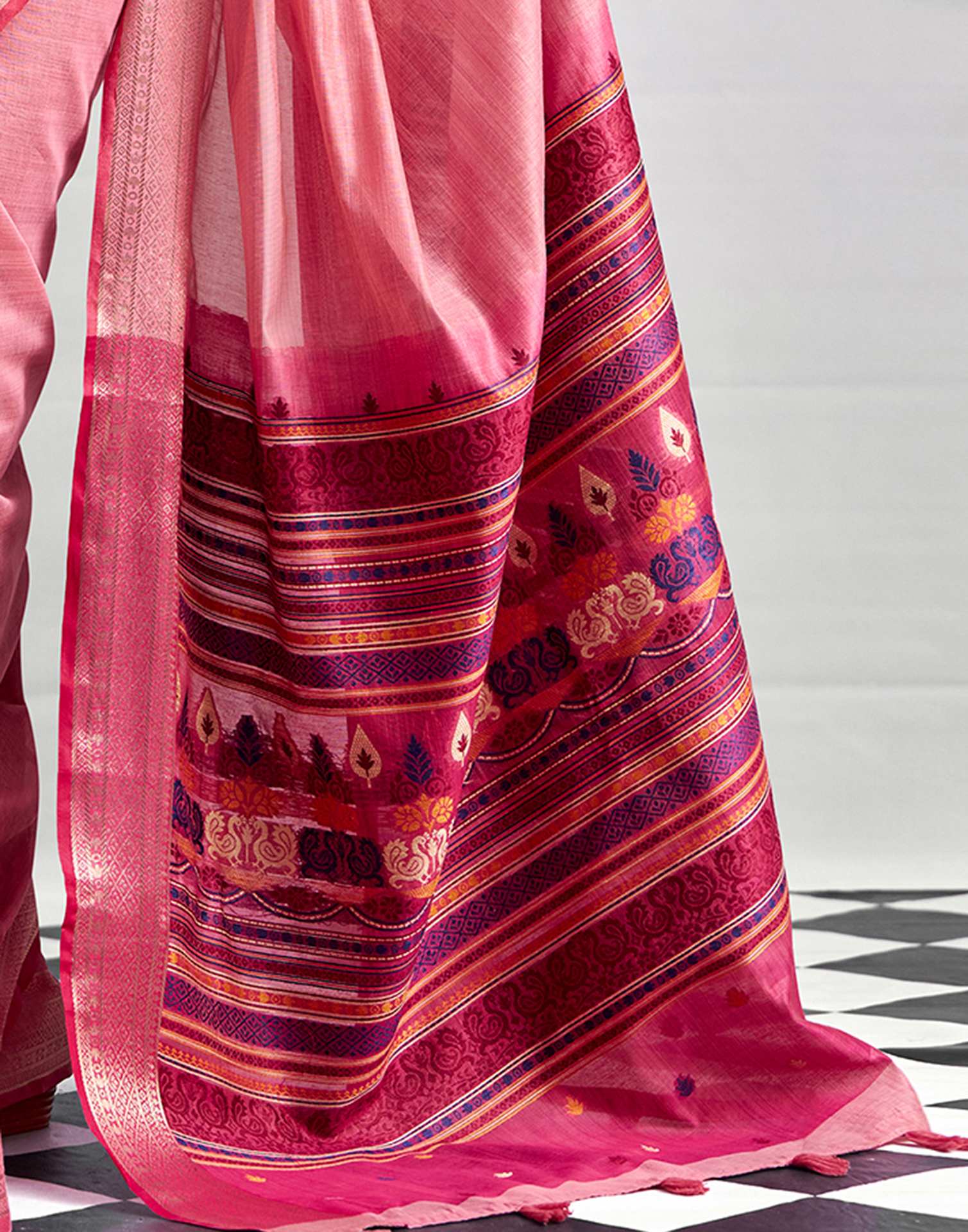 Light Pink Cotton Silk Woven Saree