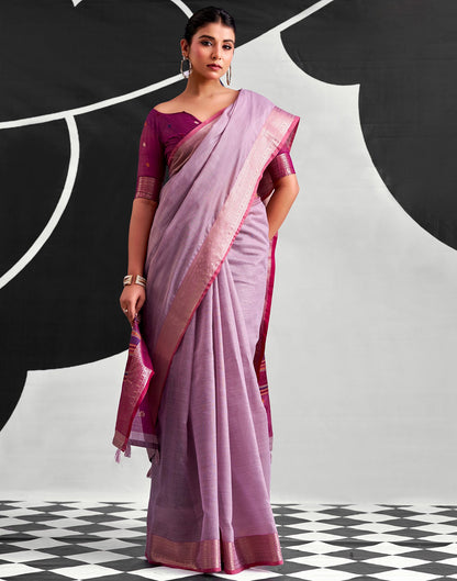 Light Purple Cotton Silk Woven Saree