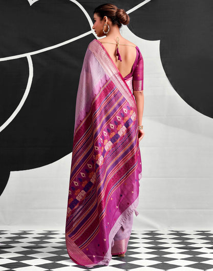 Light Purple Cotton Silk Woven Saree