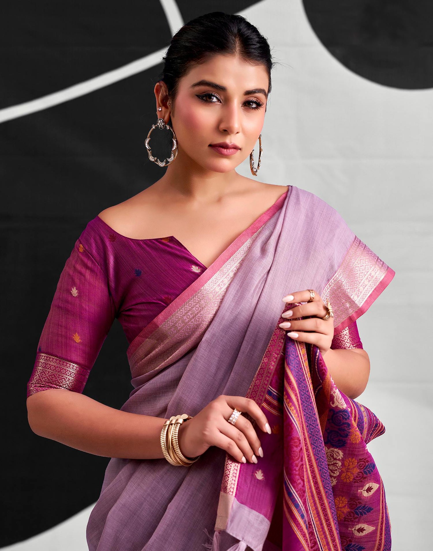 Light Purple Cotton Silk Woven Saree