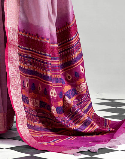 Light Purple Cotton Silk Woven Saree