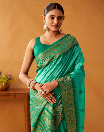 Rama Green Silk Woven Kanjivaram Saree
