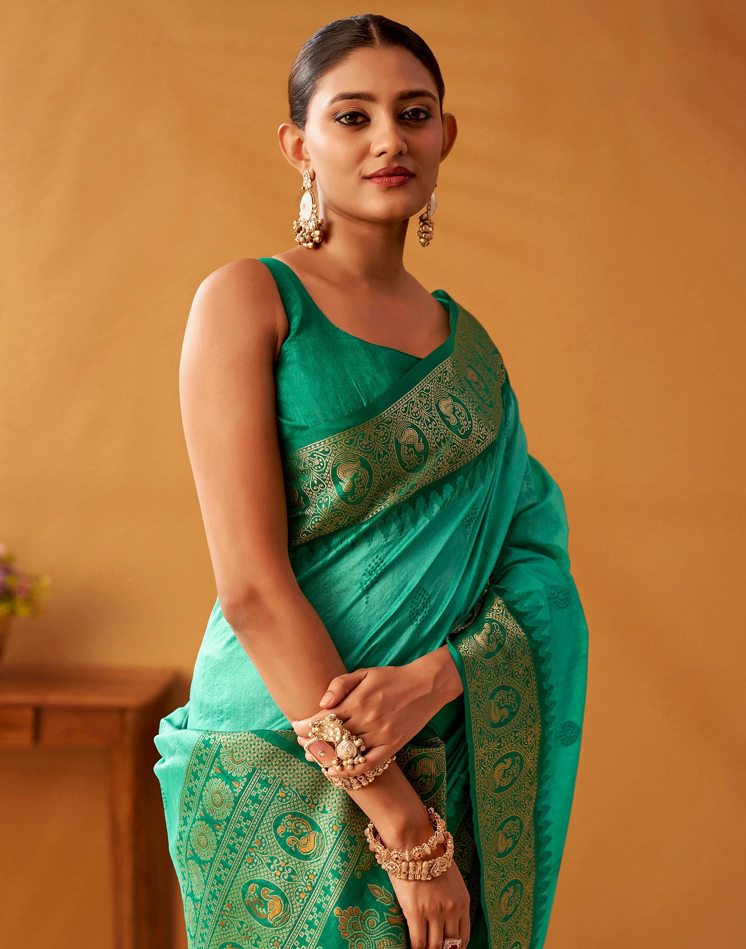 Rama Green Silk Woven Kanjivaram Saree
