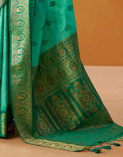 Rama Green Silk Woven Kanjivaram Saree
