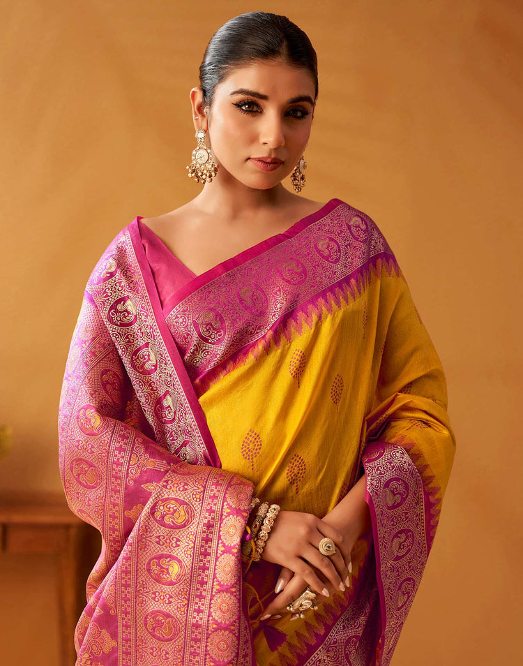 Yellow Silk Woven Kanjivaram Saree