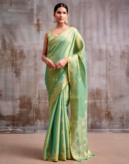 Pista Green Tissue Silk Woven Banarasi Saree