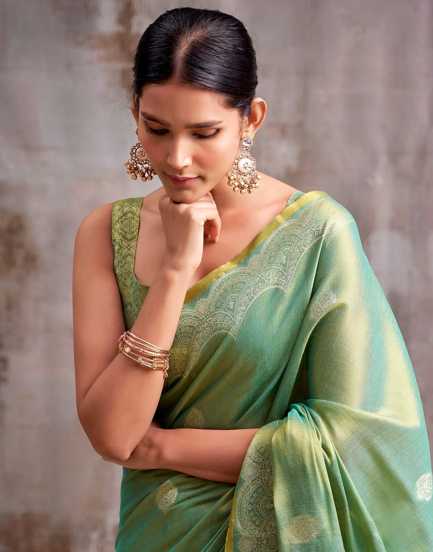 Pista Green Tissue Silk Woven Banarasi Saree