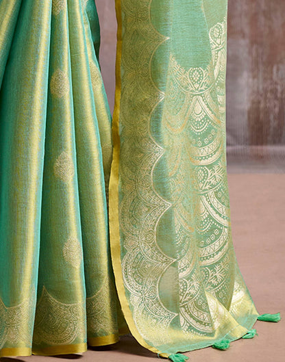 Pista Green Tissue Silk Woven Banarasi Saree