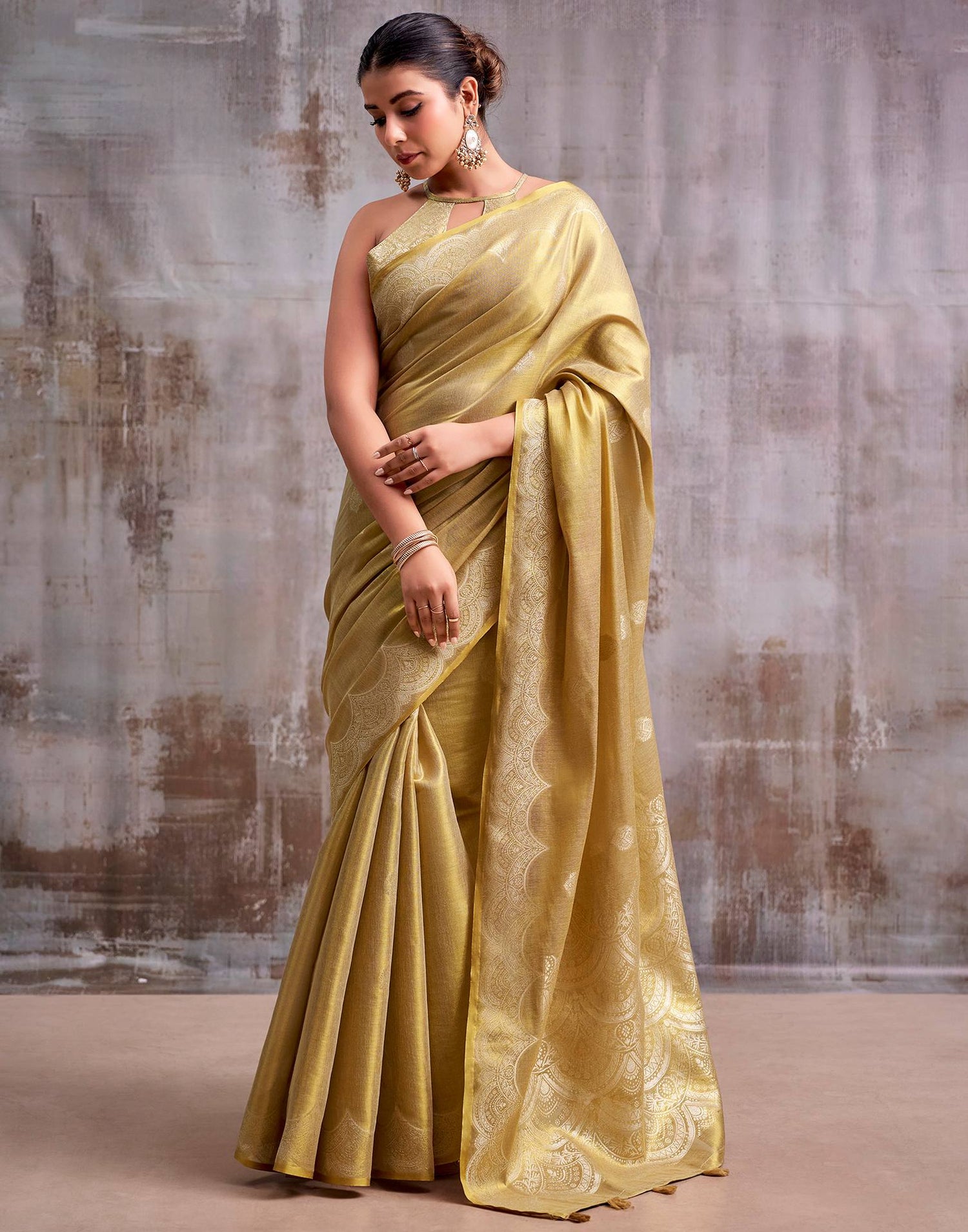 Golden Tissue Silk Woven Banarasi Saree