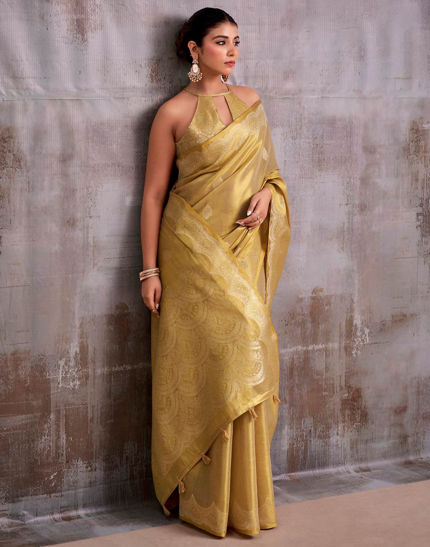 Golden Tissue Silk Woven Banarasi Saree