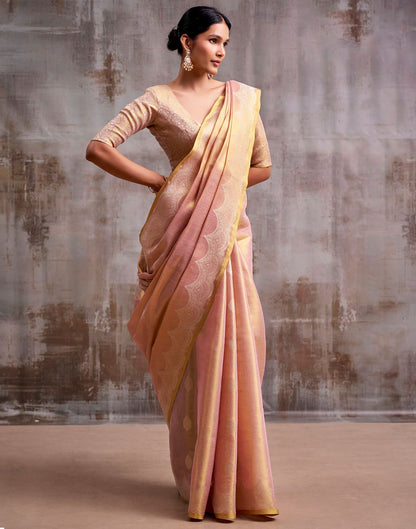 Dusty Rose Pink Tissue Silk Woven Banarasi Saree