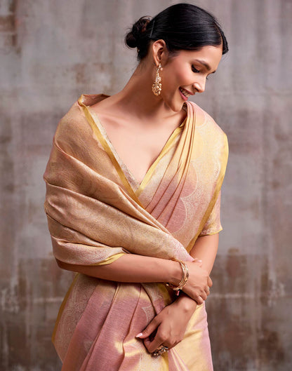 Dusty Rose Pink Tissue Silk Woven Banarasi Saree