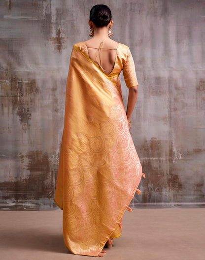 Peach Tissue Silk Woven Banarasi Saree