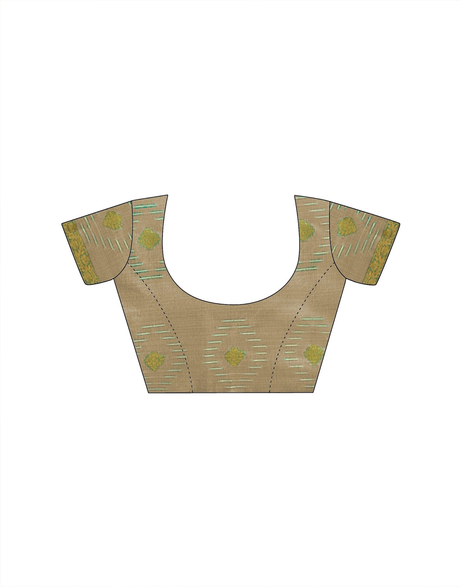 Beige Cotton Chanderi Woven Saree