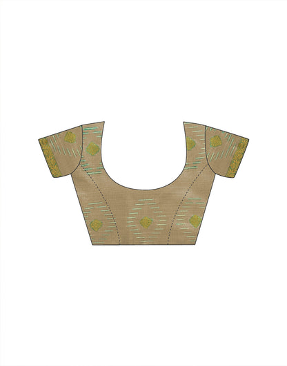 Beige Cotton Chanderi Woven Saree