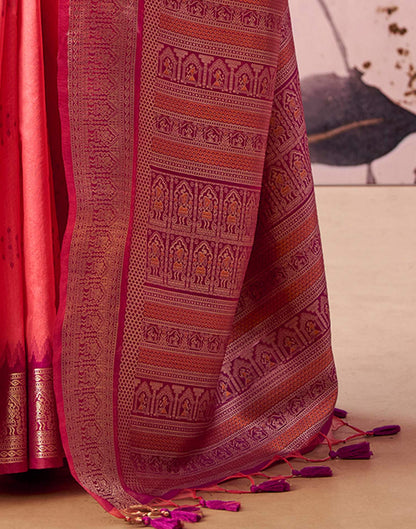 Pink Tusser Silk Woven Kanjivaram Saree