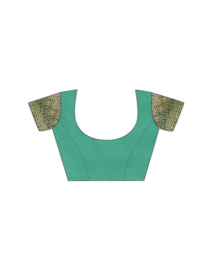 Turquoise Green Tusser Silk Woven Kanjivaram Saree