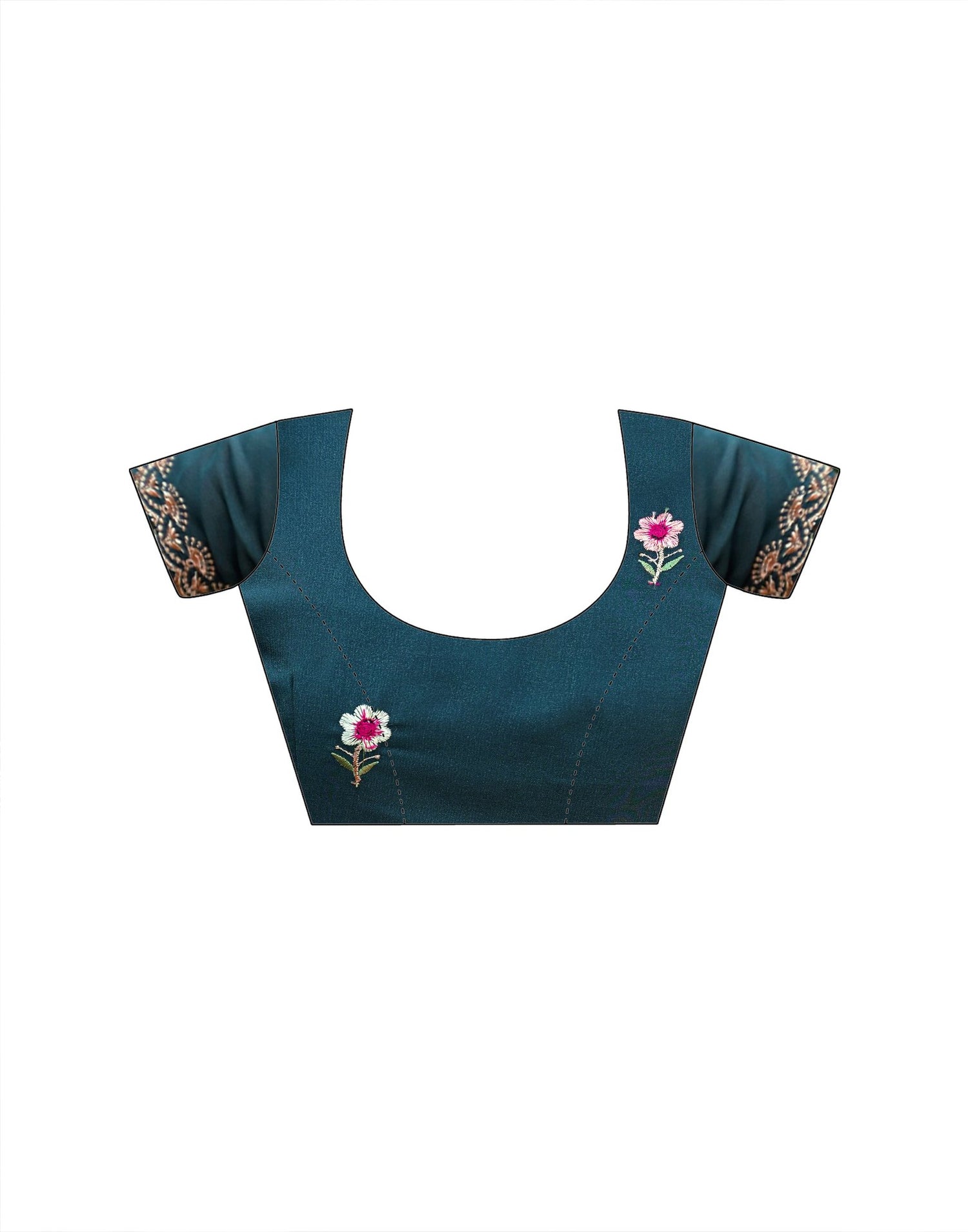 Rama Blue Shimmer Georgette Embroidery Saree