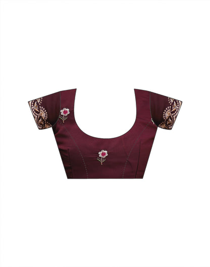 Maroon Shimmer Georgette Embroidery Saree