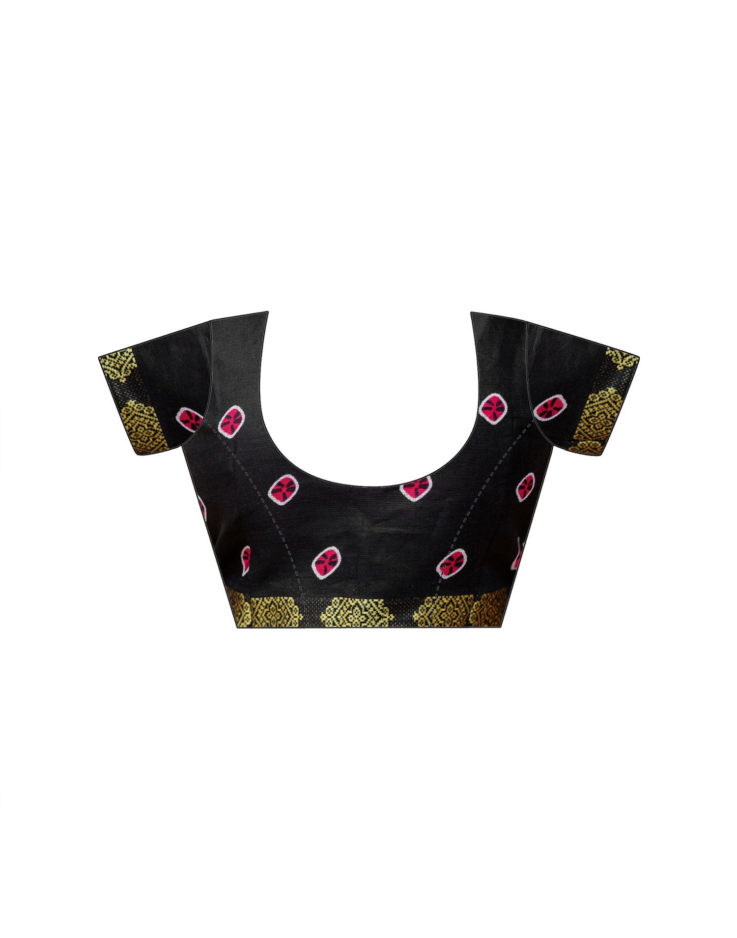 Black Cotton Printed Woven Border Saree