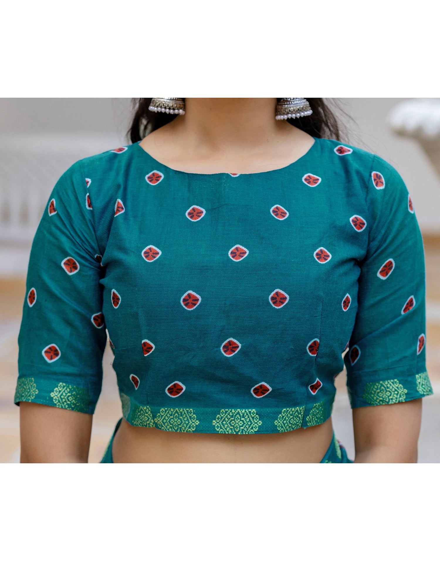Brown Cotton Printed Woven Border Saree