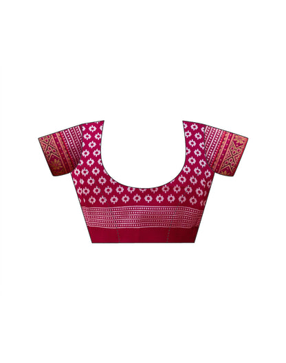Pink Georgette Printed Lace Saree