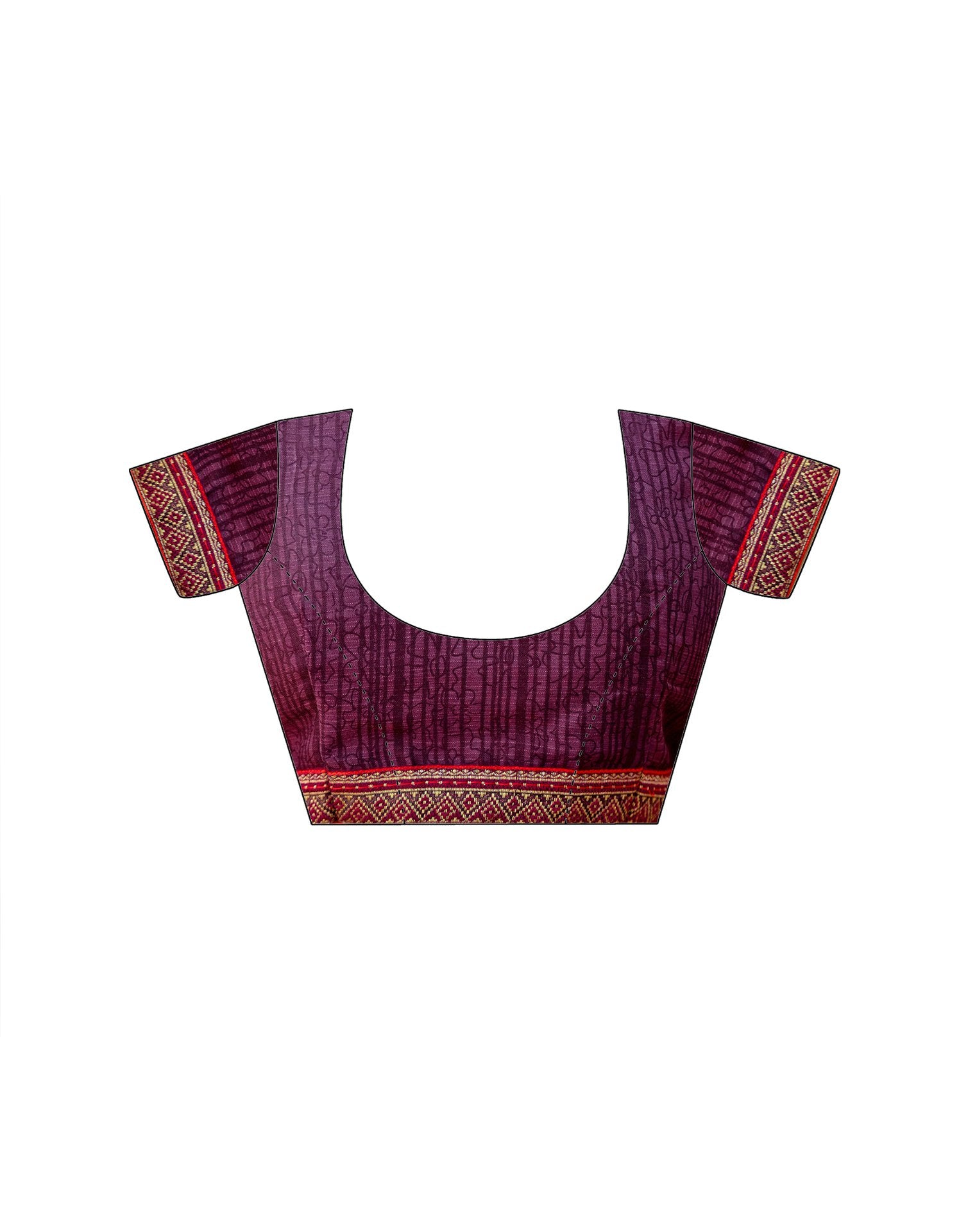 Mauve Georgette Printed Lace Saree