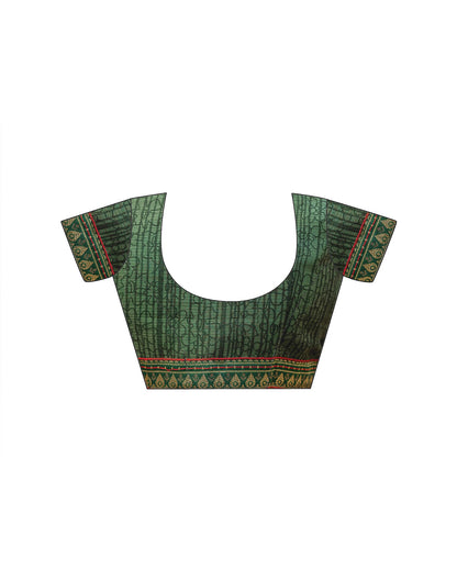 Dusty Pista Green Georgette Printed Lace Saree