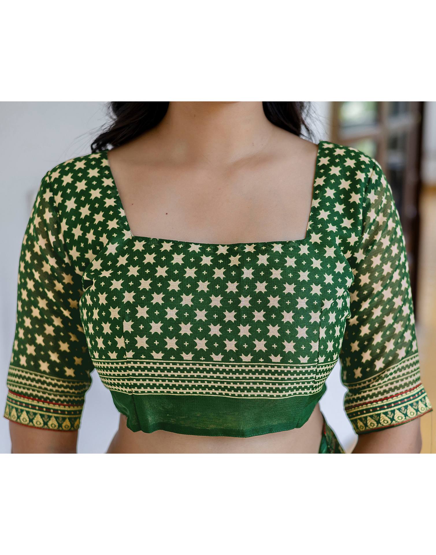 Dusty Beige Georgette Printed Lace Saree