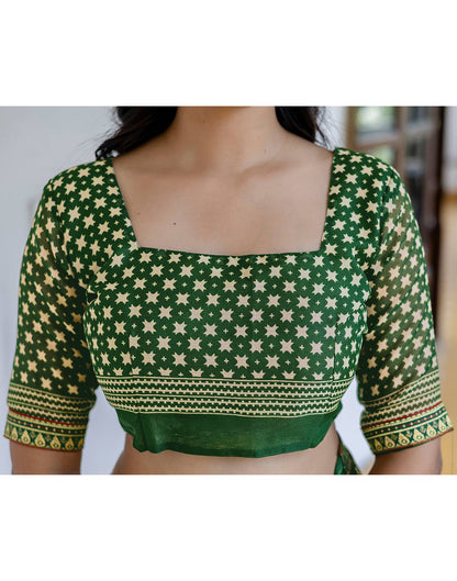 Dusty Beige Georgette Printed Lace Saree