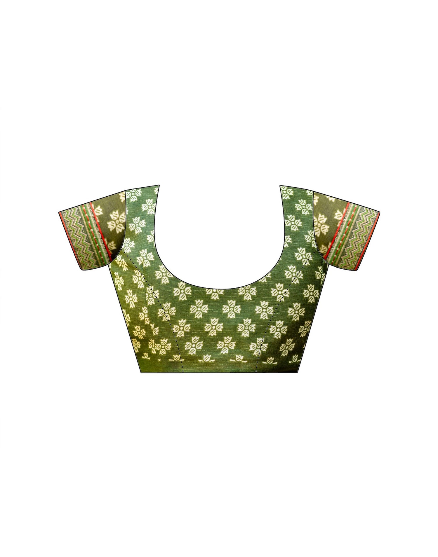 Green Georgette Printed Lace Saree