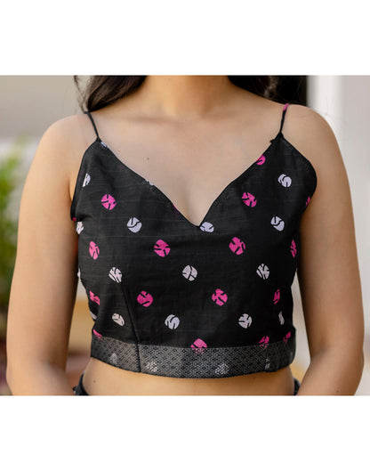 Pink Cotton Printed Woven Border Saree