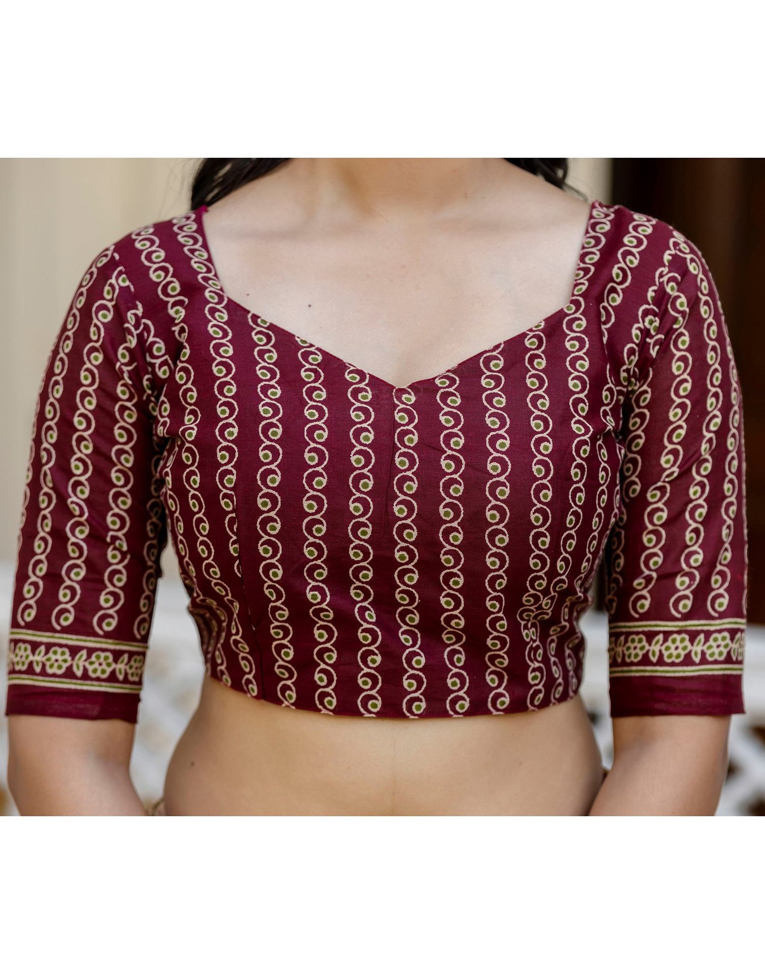 Beige Cotton Printed Saree