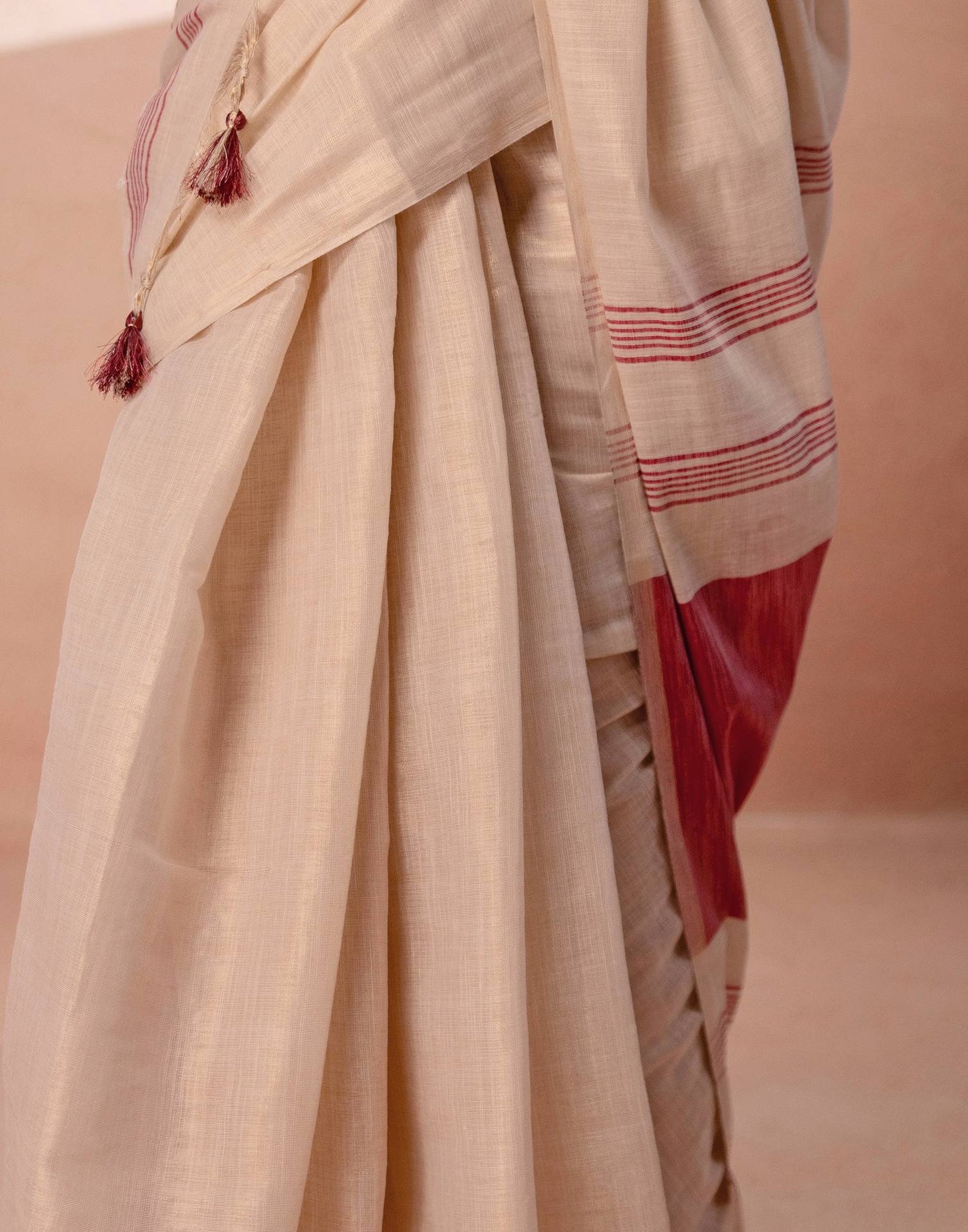 Beige Shimmer Silk Woven Saree