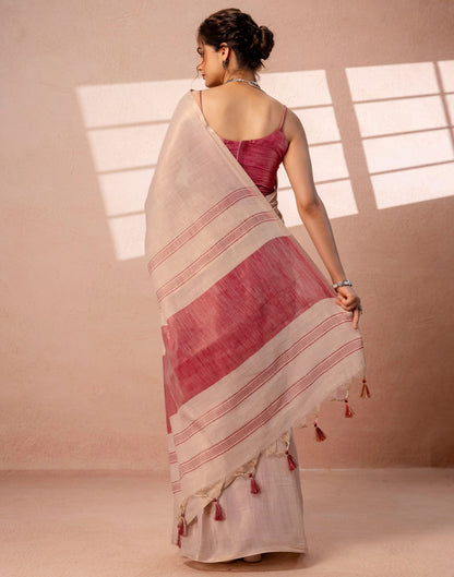 Beige Shimmer Silk Woven Saree