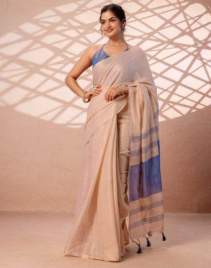 Beige Shimmer Silk Woven Saree