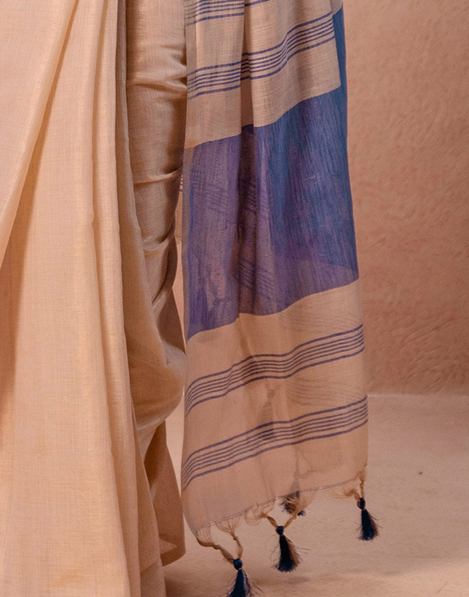 Beige Shimmer Silk Woven Saree