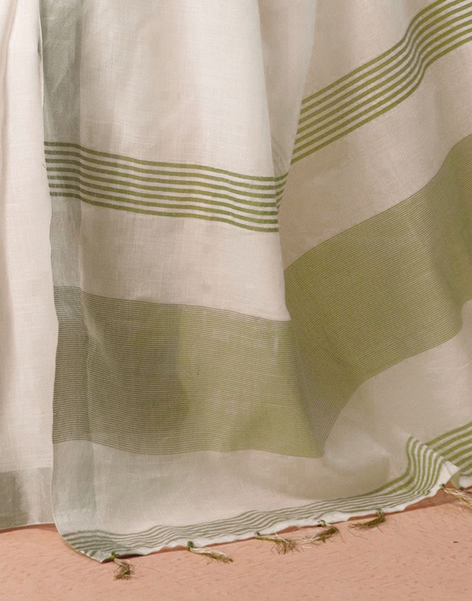 White Linen Woven Border Saree