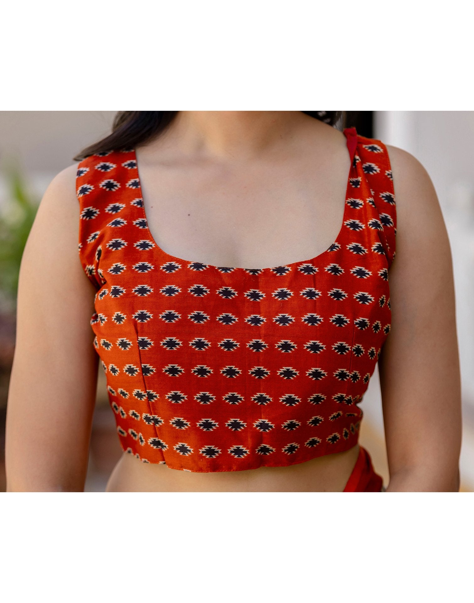 Beige Cotton Printed Saree