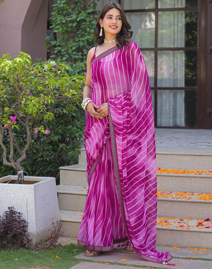 Pink Georgette Laheriya Printed Saree