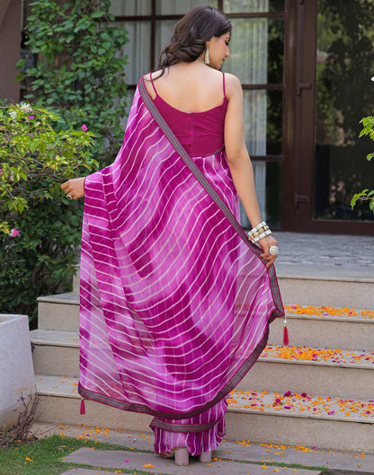 Pink Georgette Laheriya Printed Saree