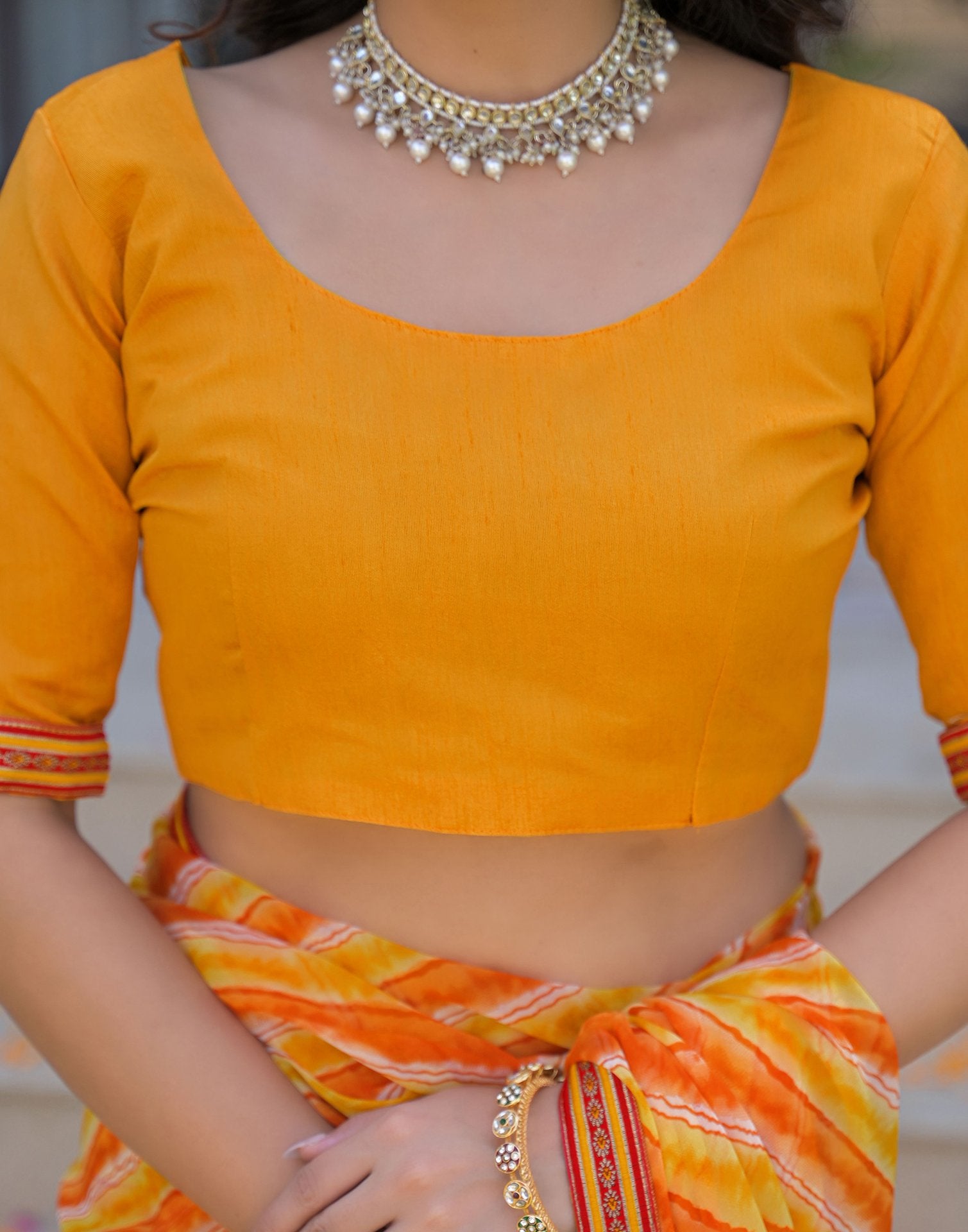 Yellow Georgette Laheriya Printed Saree