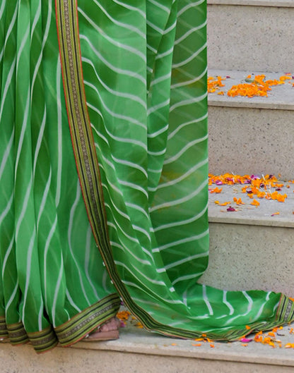 Parrot Green Georgette Laheriya Printed Saree