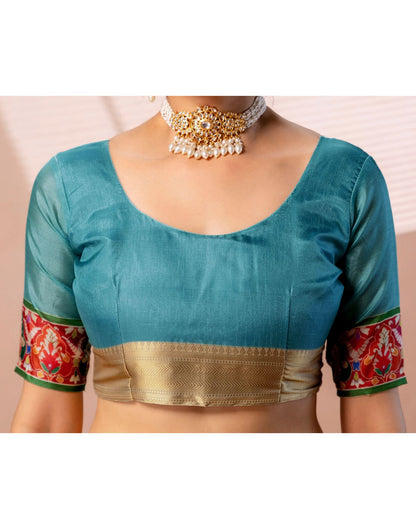 Multicoloured Silk Kalamkari Woven Border Saree