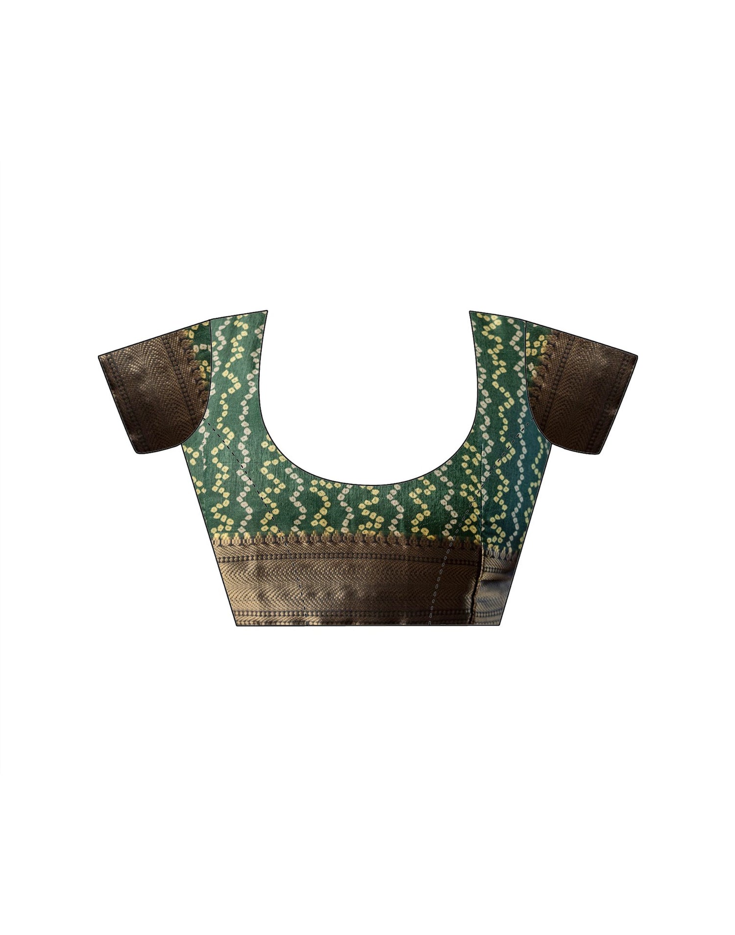 Dark Green Silk Woven Border Kalamkari Saree