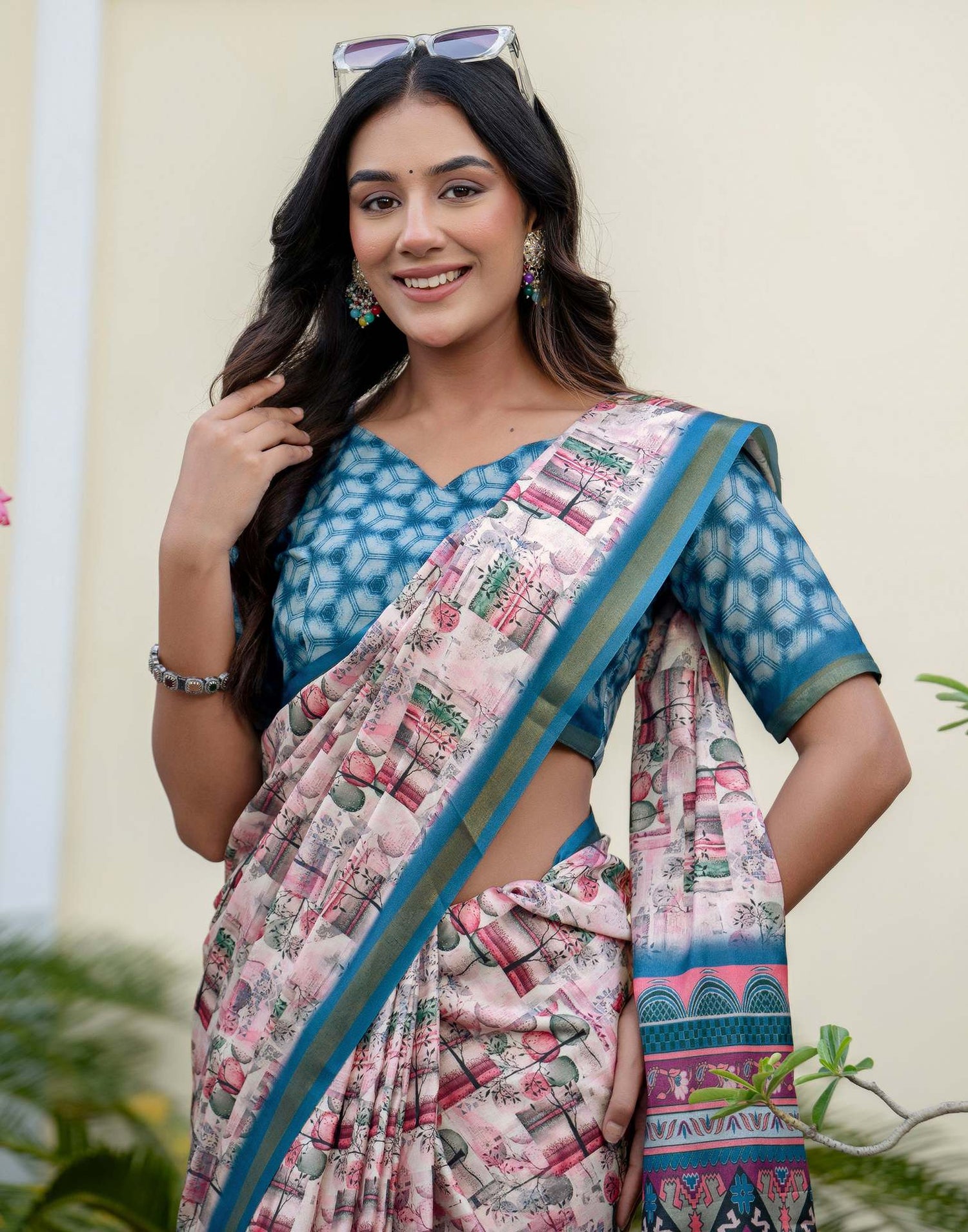 Light Pink Silk Printed Zari Border Saree
